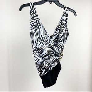 Bathing suit- black, gold and white patterned